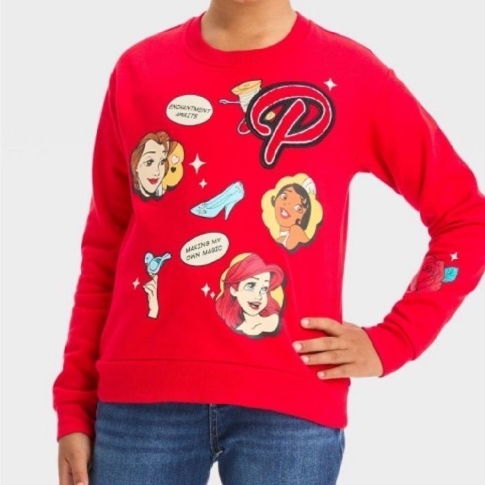 Girls Disney 100 reimagined retro patch fleece pullover